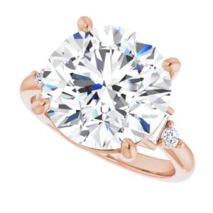 14K Gold Handmade 7 CT Round Cut VVS1 Colorless Moissanite Engagement Ring for Women Bridal Set Moissanite Wedding Ring for Gifts (Rose Gold, 7)