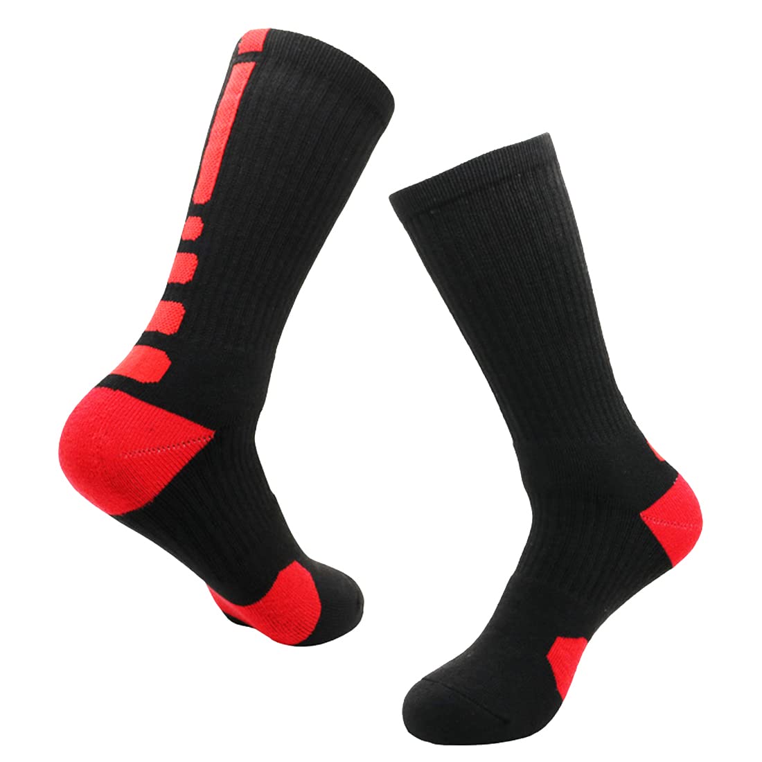 YWSLRC 5 Pairs Mens Athletic Crew Socks Elite Basketball Sport Cushioned Long Compression Sock,6.5-11.5 (Black Blue Green Purple Red)