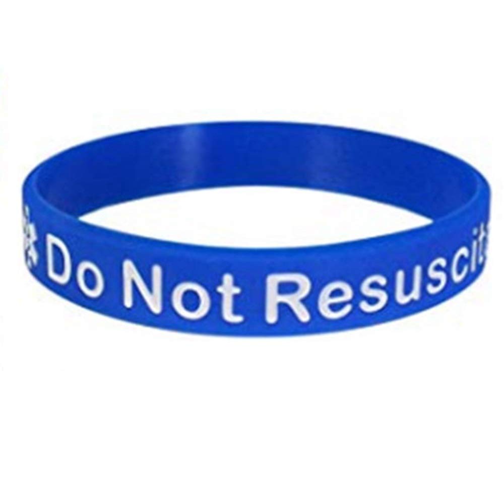 10mm Width Silicone Medical Awareness Alert DNR DO NOT RESUSCITATE Emergency Bangle Bracelet (Blue)