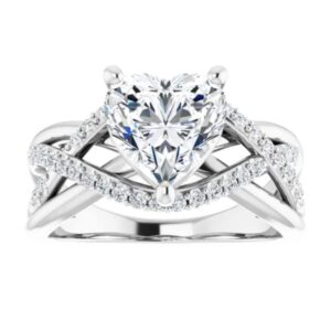 Handmade 10K Gold 2 CT Heart Cut VVS1 Colorless Moissanite Engagement Rings for Women Bridal Set Moissanite Wedding Rings for Gifts (White Gold, 9)