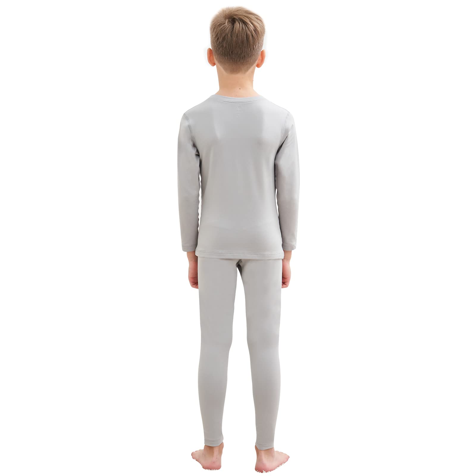 HEROBIKER Thermal Underwear Boys Ultra Soft Fleece Lined Kids Thermals Long Johns Top Bottom Warm Set for Winter Skiing Grey