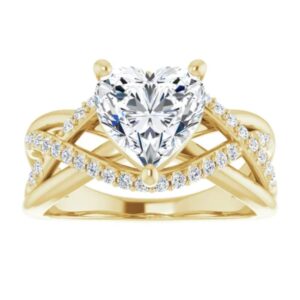 handmade 18k gold 2 ct heart cut vvs1 colorless moissanite engagement rings for women bridal set moissanite wedding rings for gifts (yellow gold, 7.5)