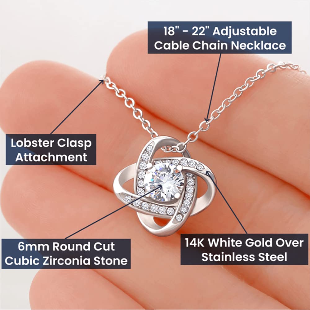 Regalo para Esposa Set de Aros y Collar El Amor De Mi Vida Regalo para Mujer Joya Collar Mensaje Personalizado Para Madre Joyería Para Mamá, Regalo Aniversario de Esposo Para Esposa Acabado Oro Blanco de 14 quilates (Luxury Box w/LED)