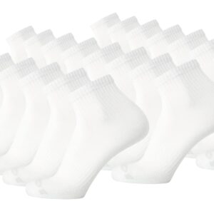 AND1 Men's Socks - PROPLATINUM Lightweight Quarter Cut Socks (24 Pack), Size 6-12.5, White