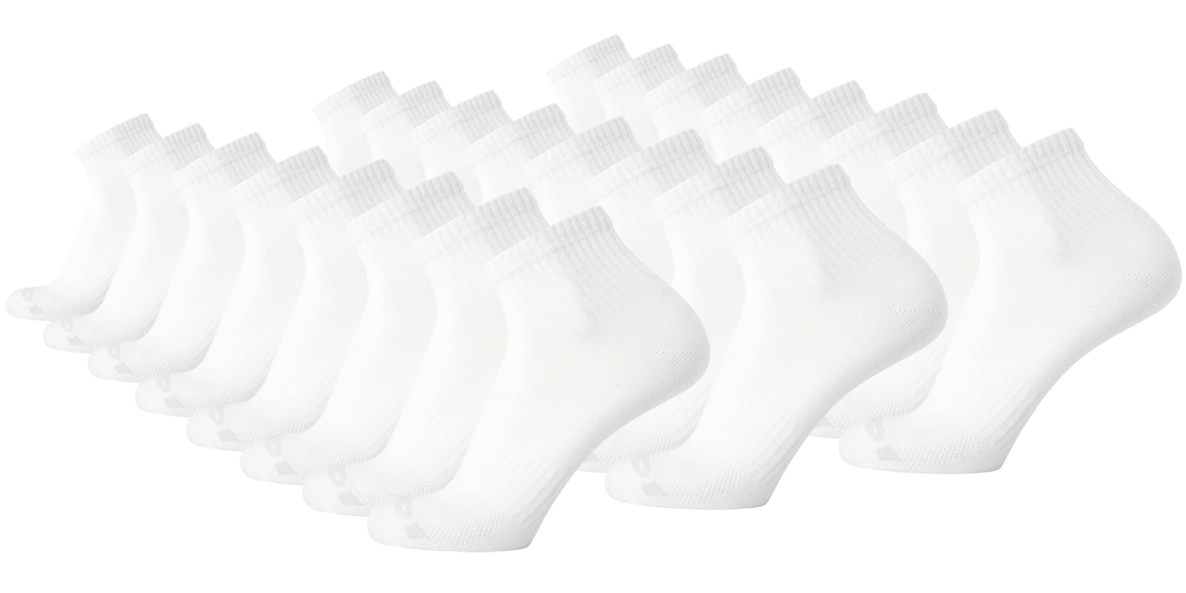 AND1 Men's Socks - PROPLATINUM Lightweight Quarter Cut Socks (24 Pack), Size 6-12.5, White