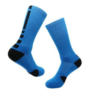 YWSLRC 5 Pairs Mens Athletic Crew Socks Elite Basketball Sport Cushioned Long Compression Sock,6.5-11.5 (Black Blue Green Purple Red)