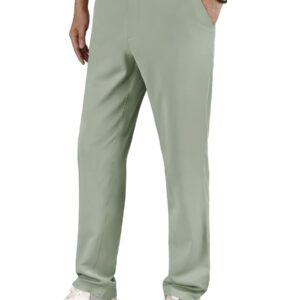 Bakery Men's Golf Pants Stretch Tech Performance Slim Fit Flat Front Golf Pant Pea Green 30W