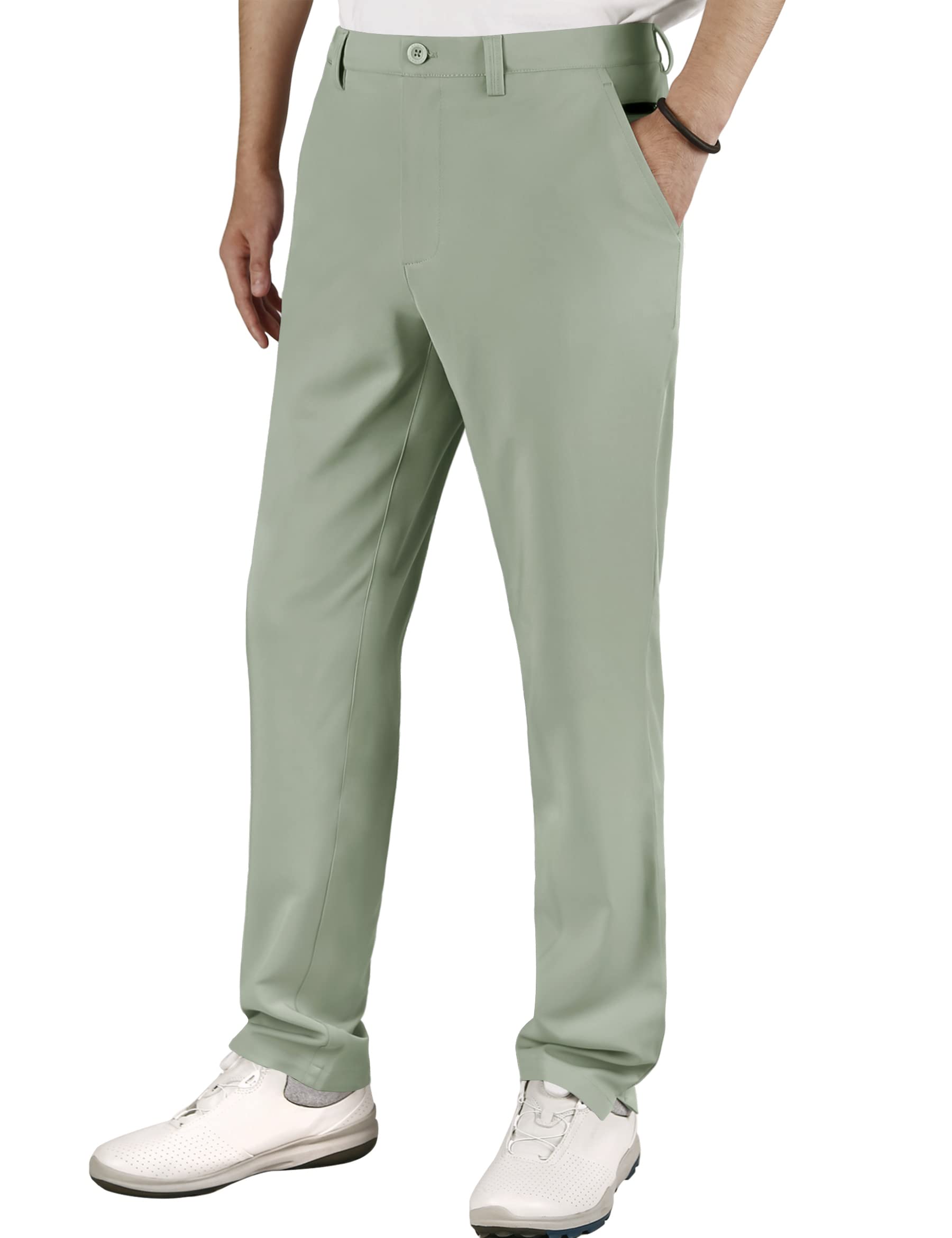 Bakery Men's Golf Pants Stretch Tech Performance Slim Fit Flat Front Golf Pant Pea Green 30W