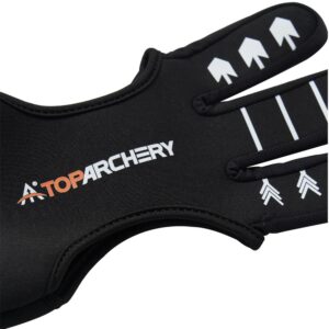 TOPARCHERY Archery Glove Three Finger Guard - Shooting Gloves Finger Tab for Men Women Beginner, Recurve Compound Bow Hunting Target Archery Accessories