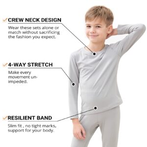 HEROBIKER Thermal Underwear Boys Ultra Soft Fleece Lined Kids Thermals Long Johns Top Bottom Warm Set for Winter Skiing Grey