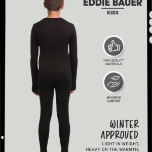 Eddie Bauer Thermal Underwear For Kids - 2 Piece Performance Base Layer Underwear Set For Boys and Girls (5-16), Size 10-12, Black