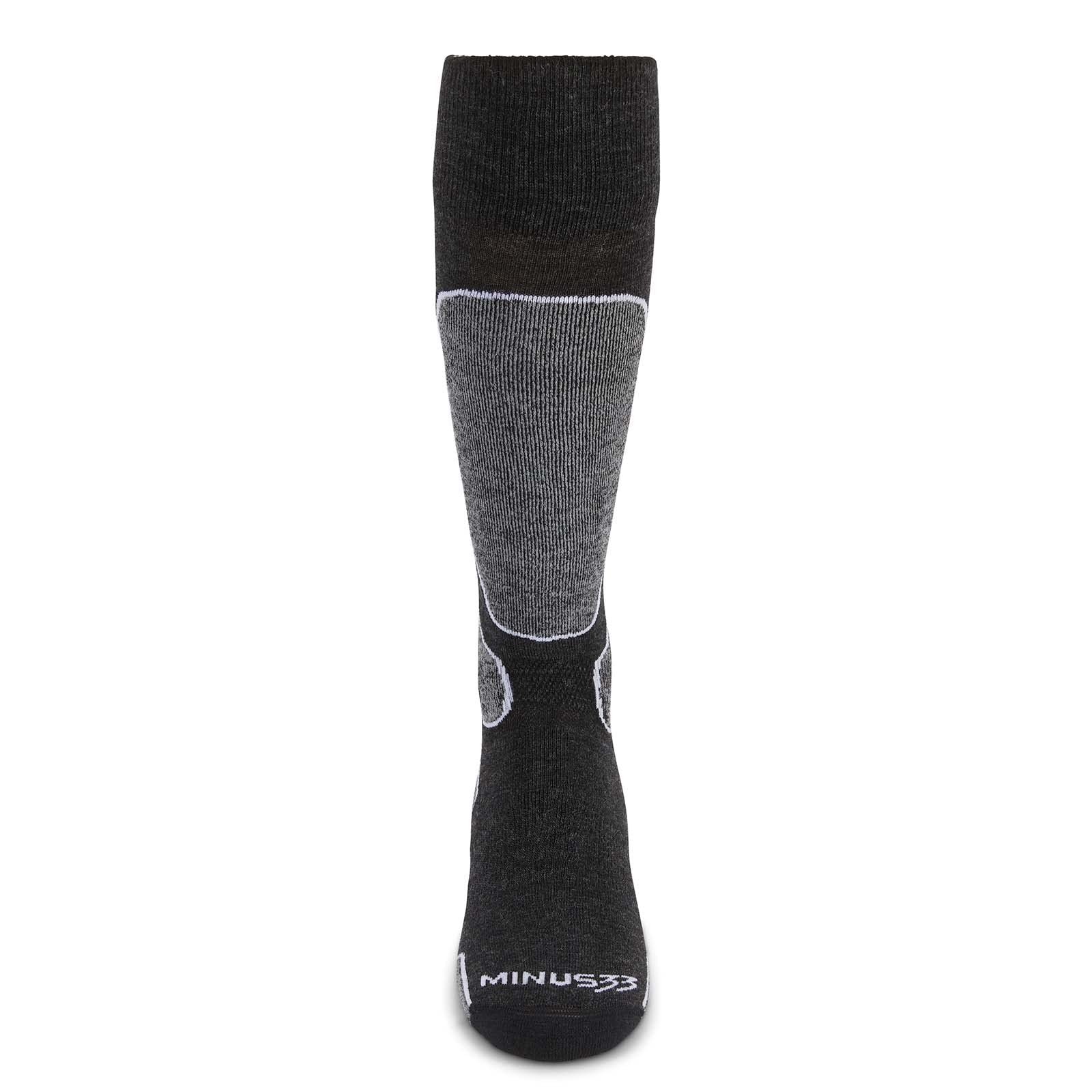 Minus33 Merino Wool Mountain Heritage Elite All Season Lightweight Snowboard Socks - Made in the USA - No-Slip Over the Calf Socks - Black - Medium