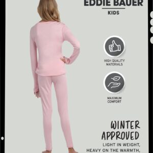 Eddie Bauer Thermal Underwear For Kids - 2 Piece Performance Base Layer Underwear Set For Boys and Girls (5-16), Size 7-8, Soft Pink