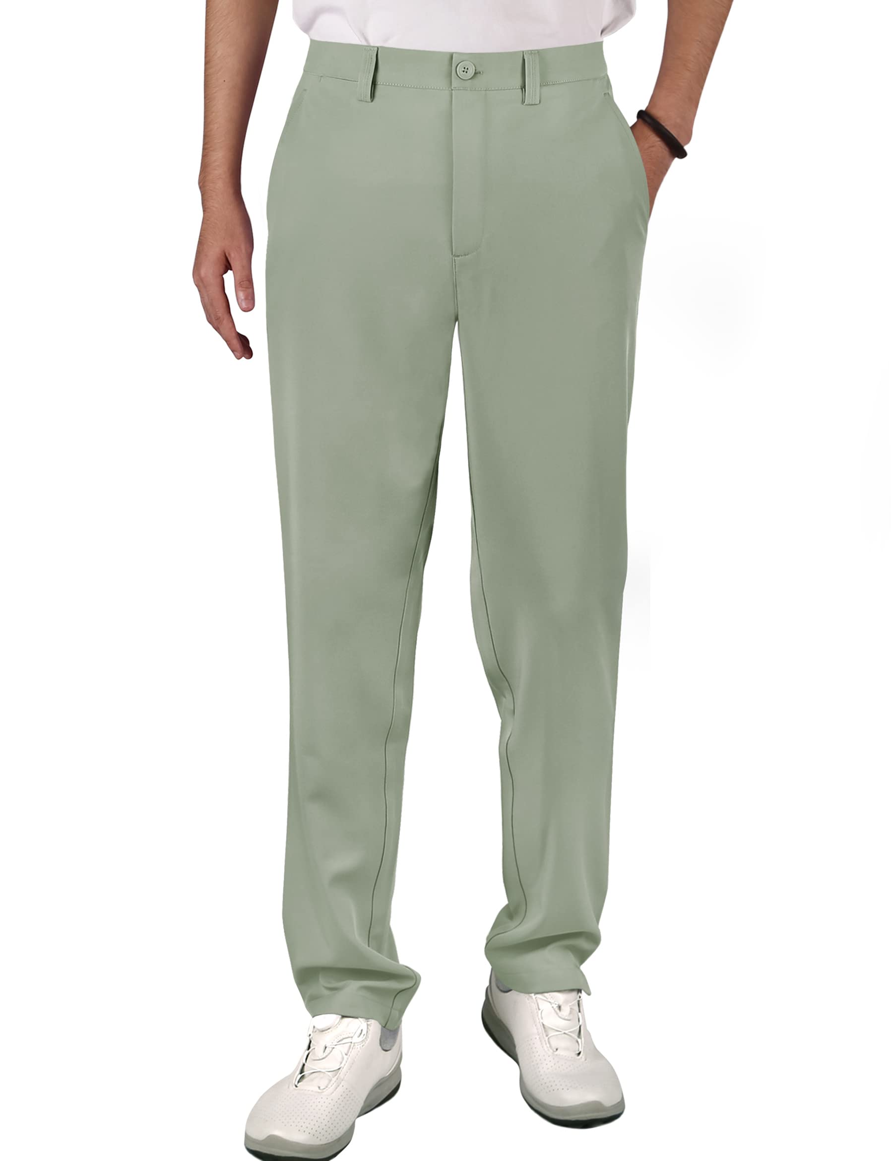 Bakery Men's Golf Pants Stretch Tech Performance Slim Fit Flat Front Golf Pant Pea Green 30W