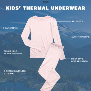 Eddie Bauer Thermal Underwear For Kids - 2 Piece Performance Base Layer Underwear Set For Boys and Girls (5-16), Size 7-8, Soft Pink