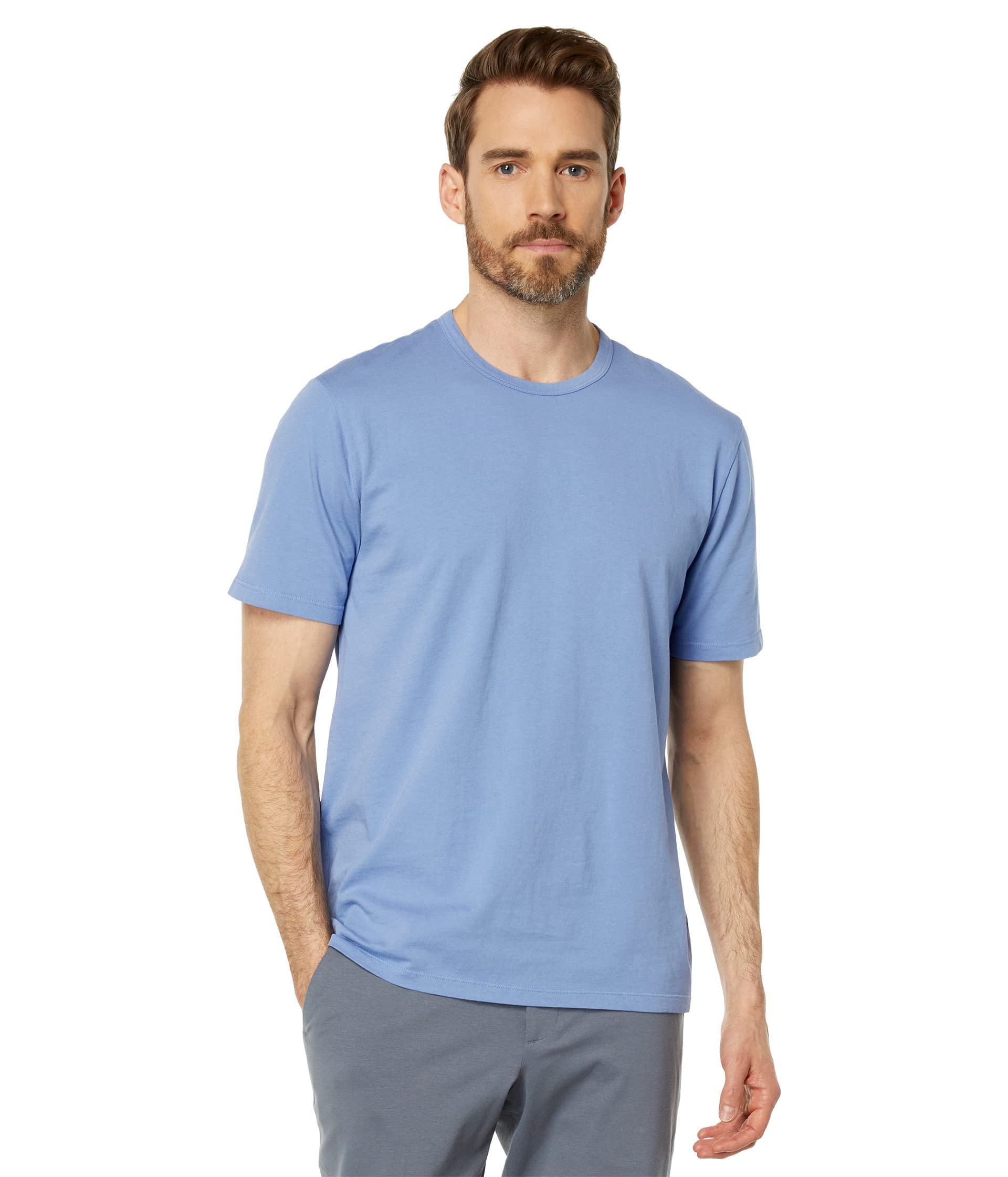 Vince Mens Garment Dye S/S Crew, Washed Periwinkle, Medium