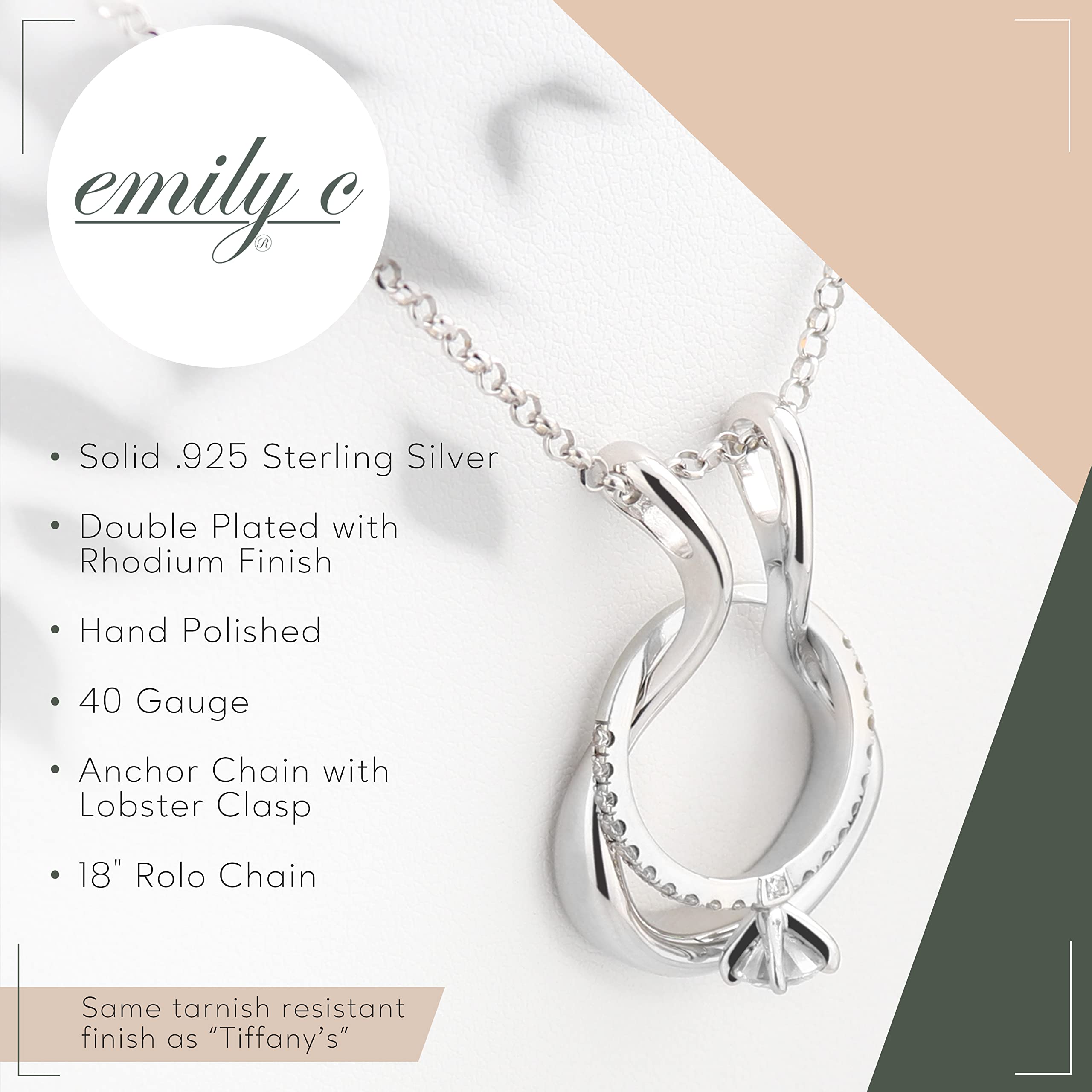 Emily C Ring Holder Necklace - Stainless Steel Ring Keeper Necklaces - Women & Men Wedding Ring Holder Necklace - Cute Necklace Jewelry for Women, Wife, Nurse, Doctor - Drop Ring Necklace Holder