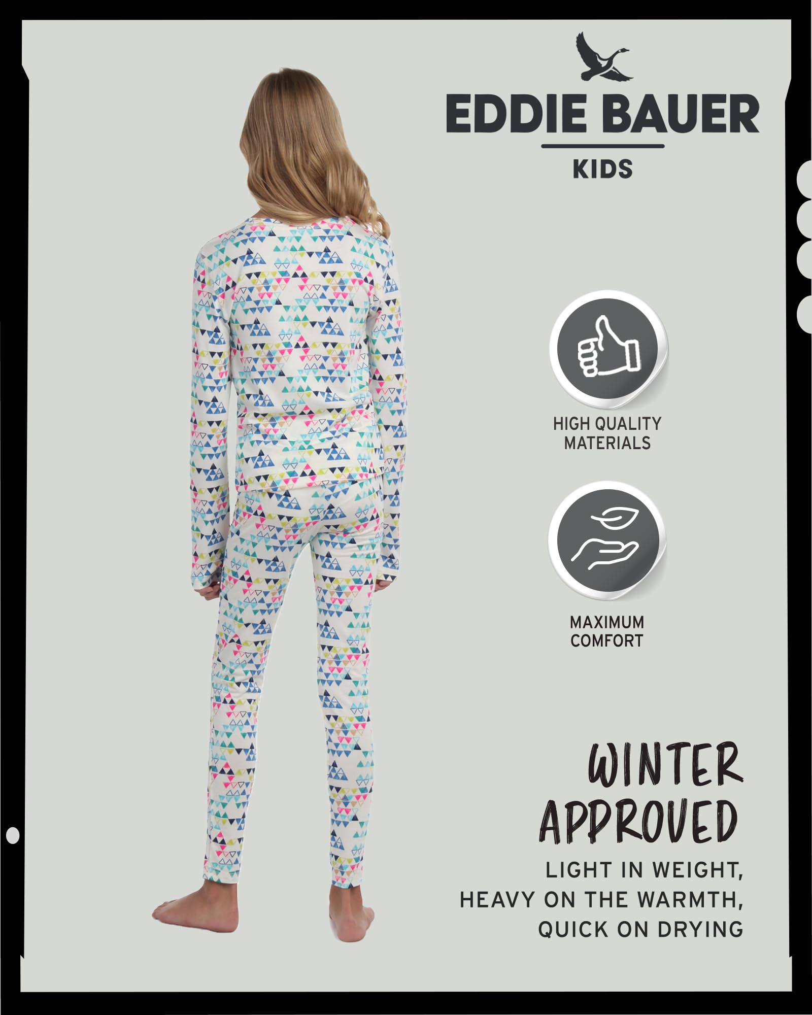 Eddie Bauer Thermal Underwear For Kids - 2 Piece Performance Base Layer Underwear Set For Boys and Girls (5-16), Size 7-8, Egret