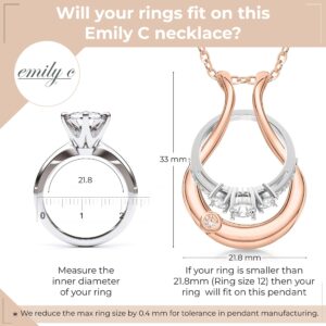 Emily C Original Patented Ring Holder Necklace,Stainless Steel Necklace Ring Holder,Women & Men Wedding Ring Holder Necklace, Stainless Steel, Cubic Zirconia