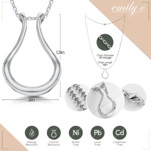 Emily C Ring Holder Necklace - Stainless Steel Ring Keeper Necklaces - Women & Men Wedding Ring Holder Necklace - Cute Necklace Jewelry for Women, Wife, Nurse, Doctor - Drop Ring Necklace Holder