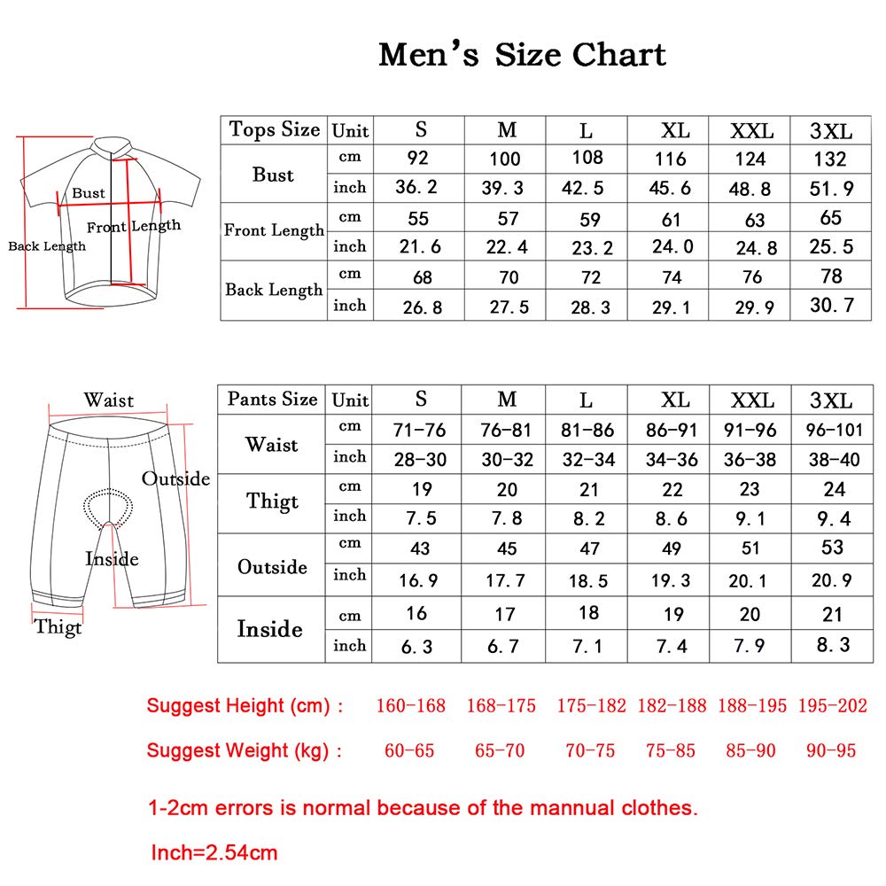 Coconut Ropamo CR Men's Cycling Jersey Set Road Bike Jersey Zipper Pocket Bib Shorts with 4D Padded Cycling Clothing Set (Black, M)