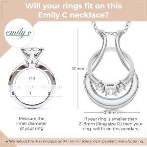 Emily C Ring Holder Necklace - Stainless Steel Ring Keeper Necklaces - Women & Men Wedding Ring Holder Necklace - Cute Necklace Jewelry for Women, Wife, Nurse, Doctor - Drop Ring Necklace Holder