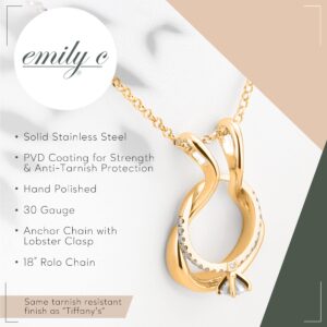 Emily C Original Patented Ring Holder Necklace,Stainless Steel Necklace Ring Holder,Women & Men Wedding Ring Holder Necklace, Stainless Steel, Cubic Zirconia