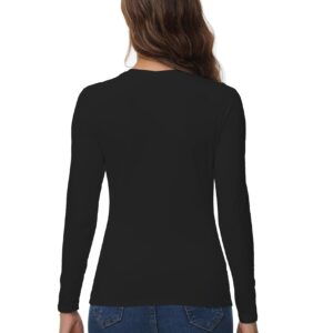 Womens Thermal Tops Long Sleeve Crew Neck Shirts Women's Ultra Warm Underwear for Cold Weather Black-L