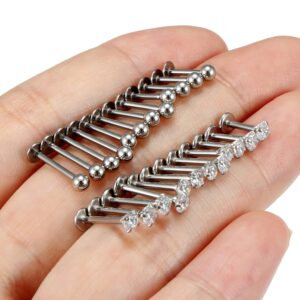 Lcolyoli 24Pcs 16G Labret Jewelry Stainless Steel Medusa Piercing Jewelry Monroe Lip Rings Different Size Tragus Nail Conch Helix Earring Stud Bar Length 6mm 8mm 10mm Silver-tone