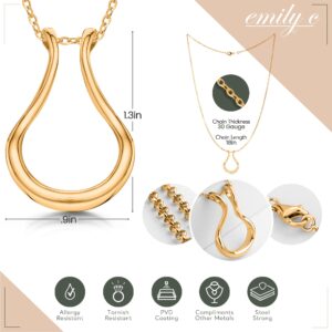 Emily C Original Patented Ring Holder Necklace,Stainless Steel Necklace Ring Holder,Women & Men Wedding Ring Holder Necklace, Stainless Steel, Cubic Zirconia