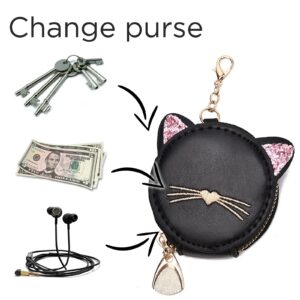 I IHAYNER Fashion Purse and Handbags for Girls Leather Top Handle Satchel Ladies Small Crossbody Shoulder Bag for Women with Kitty Purse Black