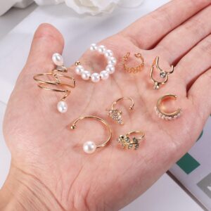 FINREZIO 64PCS Ear Cuff Earrings for Women, Non Piercing Clip On Wrap Cartilage Earrings Helix Ear Cartilage Ear Cuffs, Ear Clip Fake Earrings Adjustable