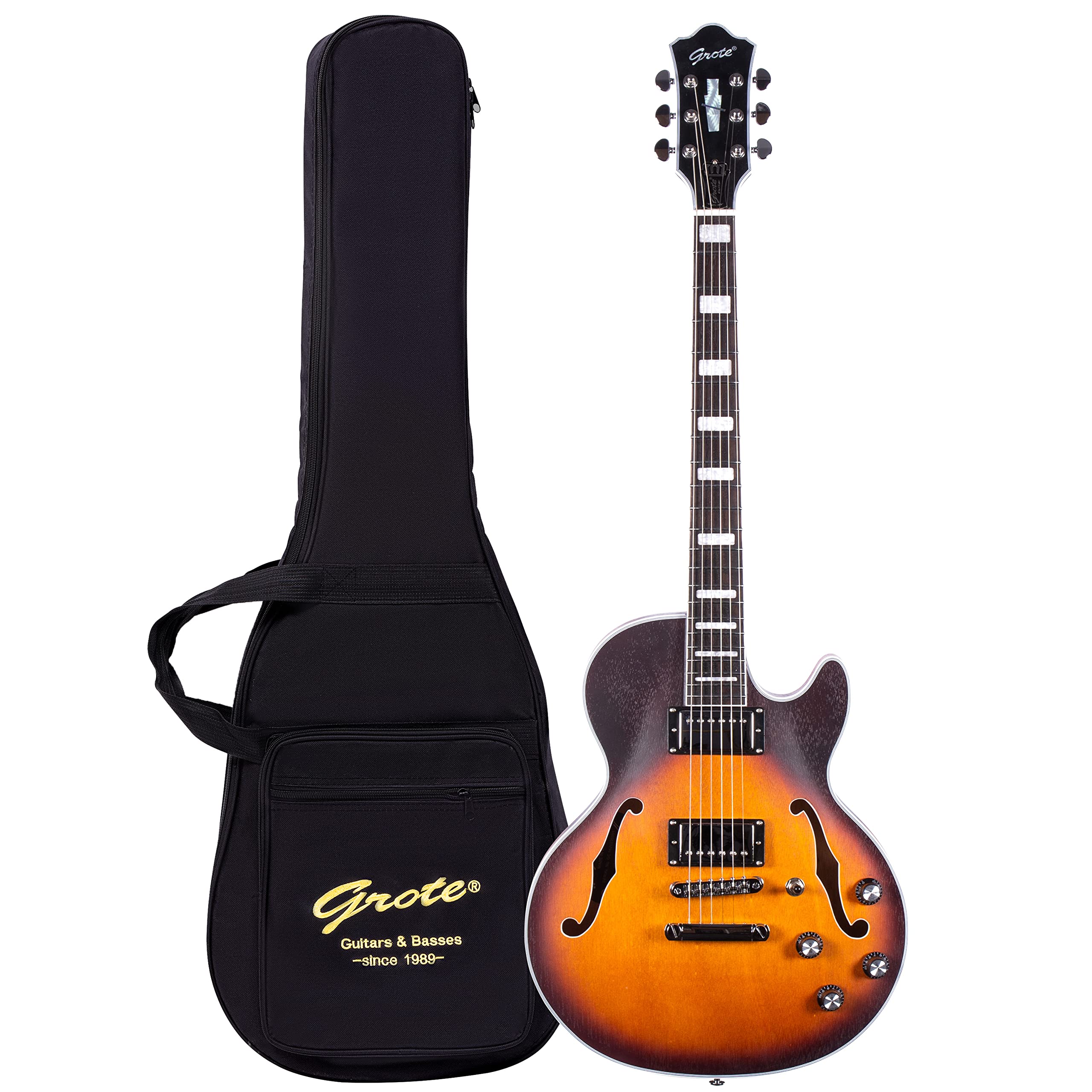 Grote LPF-002 Semi-Hollow Body Electric Guitar Matte Finished with Gigbag (VS)