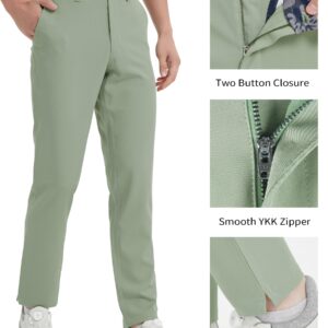 Bakery Men's Golf Pants Stretch Tech Performance Slim Fit Flat Front Golf Pant Pea Green 30W