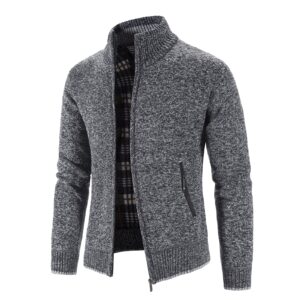 NRUTUP Mens Fashion Cardigan Sweater Men's Full Zip Cardigan Sweater Knitted Sweater Jackets Winter Shawl Collar Sweater(Dark Gray-B,X-Large)