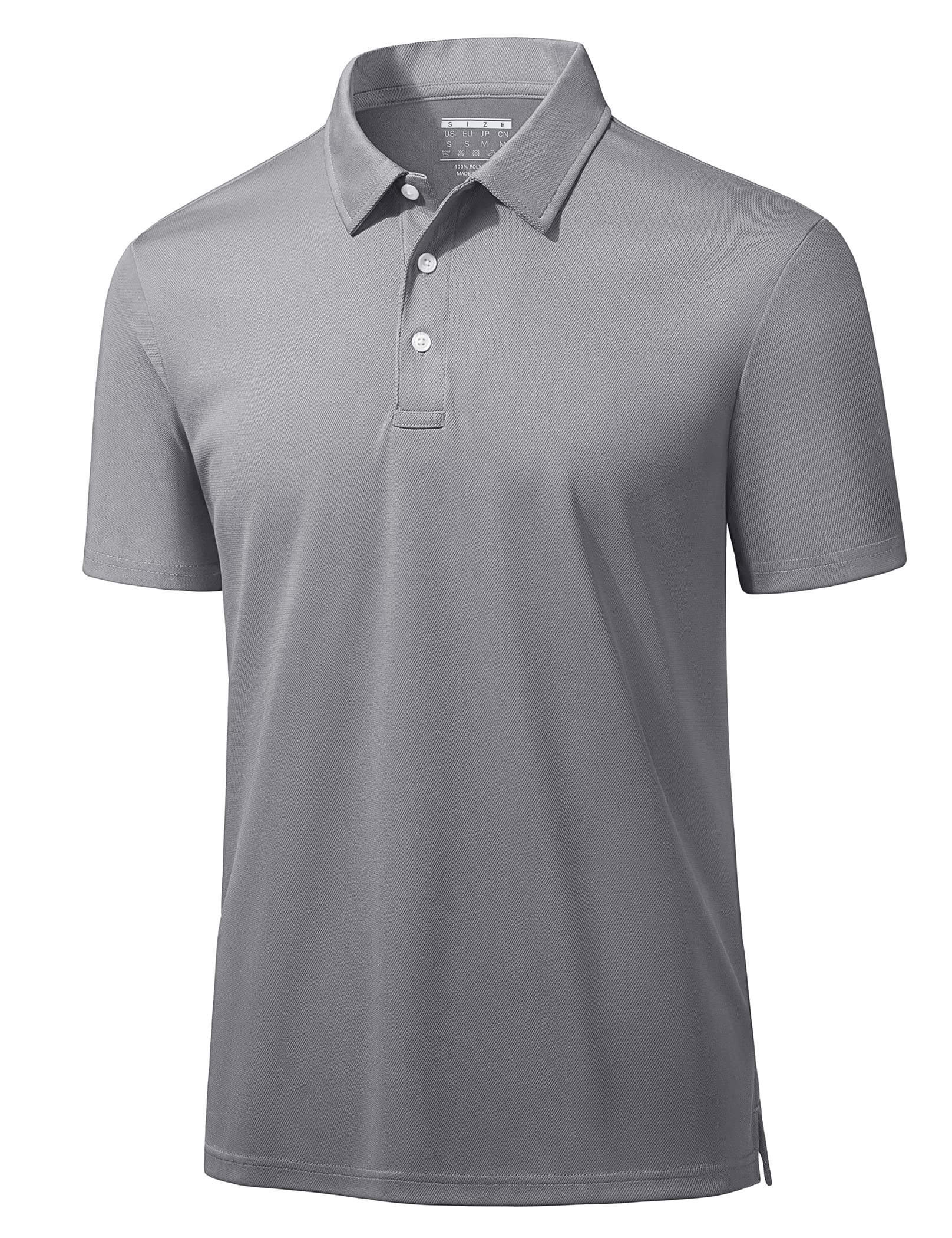 MAGCOMSEN Short Sleeve Golf Polo Shirts for Men Golf T Shirts Work Shirts Casual Fishing Shirts Quick Dry Outdoor Shirts Light Grey