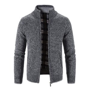 NRUTUP Mens Fashion Cardigan Sweater Men's Full Zip Cardigan Sweater Knitted Sweater Jackets Winter Shawl Collar Sweater(Dark Gray-B,X-Large)