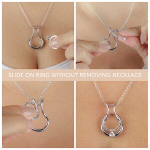 Emily C Ring Holder Necklace - Stainless Steel Ring Keeper Necklaces - Women & Men Wedding Ring Holder Necklace - Cute Necklace Jewelry for Women, Wife, Nurse, Doctor - Drop Ring Necklace Holder