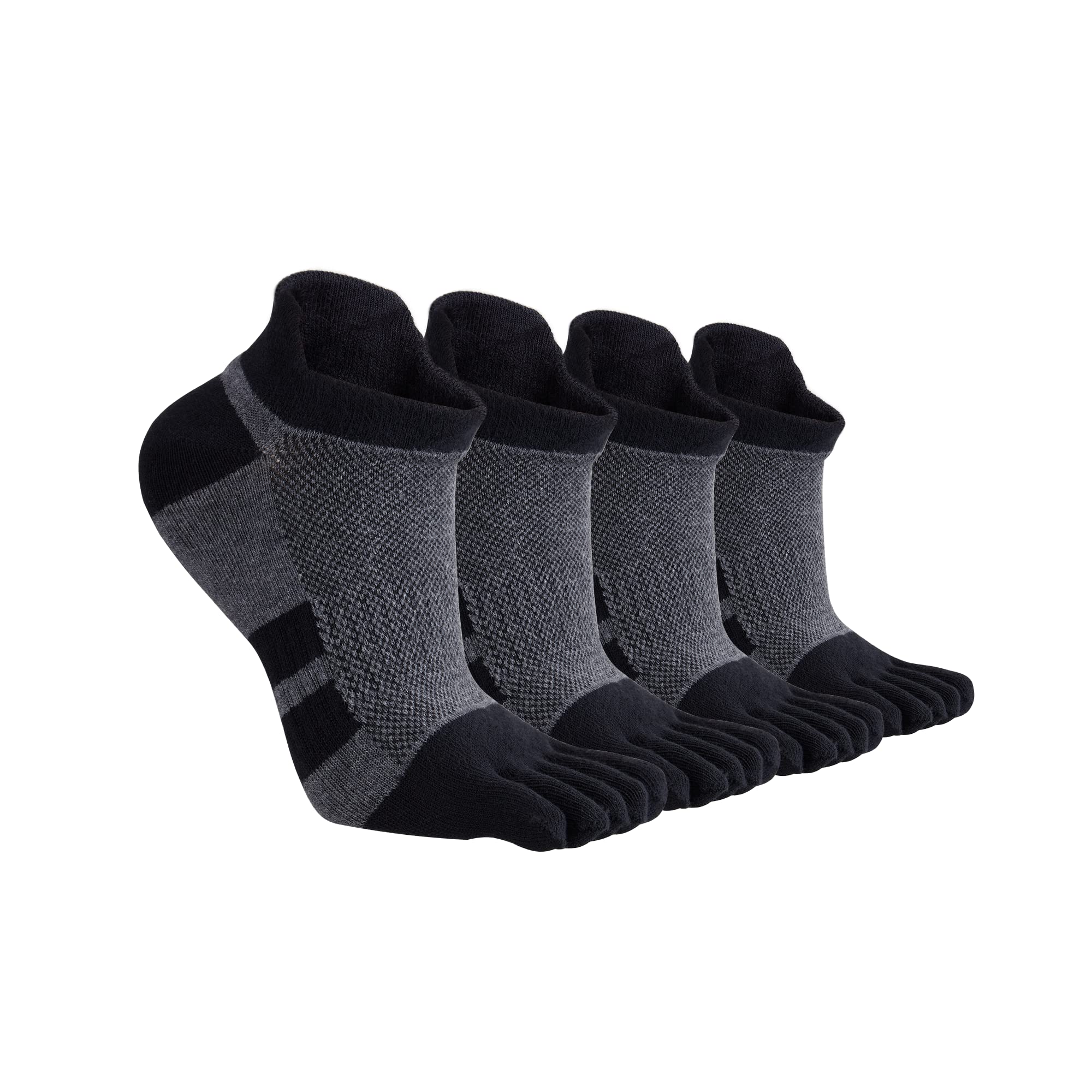 ss soxsense Toe Socks for Men and Women Athletic Running Five Finger Socks with Premium Cotton LightWeight (Size 6-14) (US, Alpha, Medium, Regular, Regular, Black)