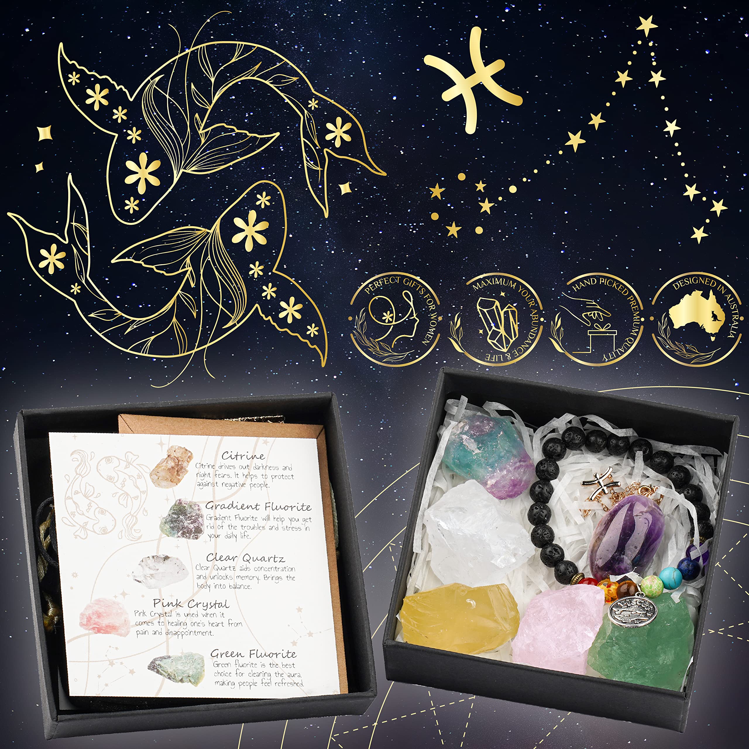 Hihealer Zodiac Gifts for Women, Spiritual Gifts, Zodiac Gifts, Astrology Gifts for Women, Horoscope Gifts with Birthstone, Healing Stone Gifts, Unique Birthday Gifts for Women