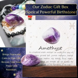 Hihealer Zodiac Gifts for Women, Spiritual Gifts, Zodiac Gifts, Astrology Gifts for Women, Horoscope Gifts with Birthstone, Healing Stone Gifts, Unique Birthday Gifts for Women