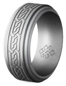 knot theory celtic silicone ring for men - smooth silver size 13, breathable comfort fit 8mm bandwidth