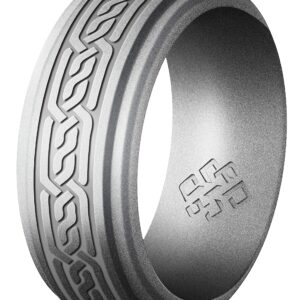 Knot Theory Celtic Silicone Ring for Men - Smooth Silver Size 13, Breathable Comfort Fit 8mm Bandwidth