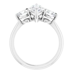 Handmade 10K Gold 2 CT Marquise Cut VVS1 Colorless Moissanite Engagement Ring for Women Bridal Set Moissanite Wedding Ring for Gifts (White Gold, 6.5)