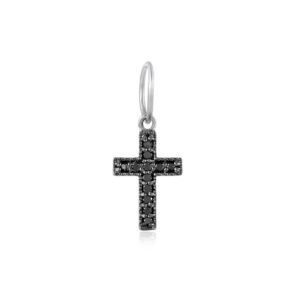 shweta creations 0.06 cttw black diamond religious dainty cross pendant for women|925 silver|christmas gift