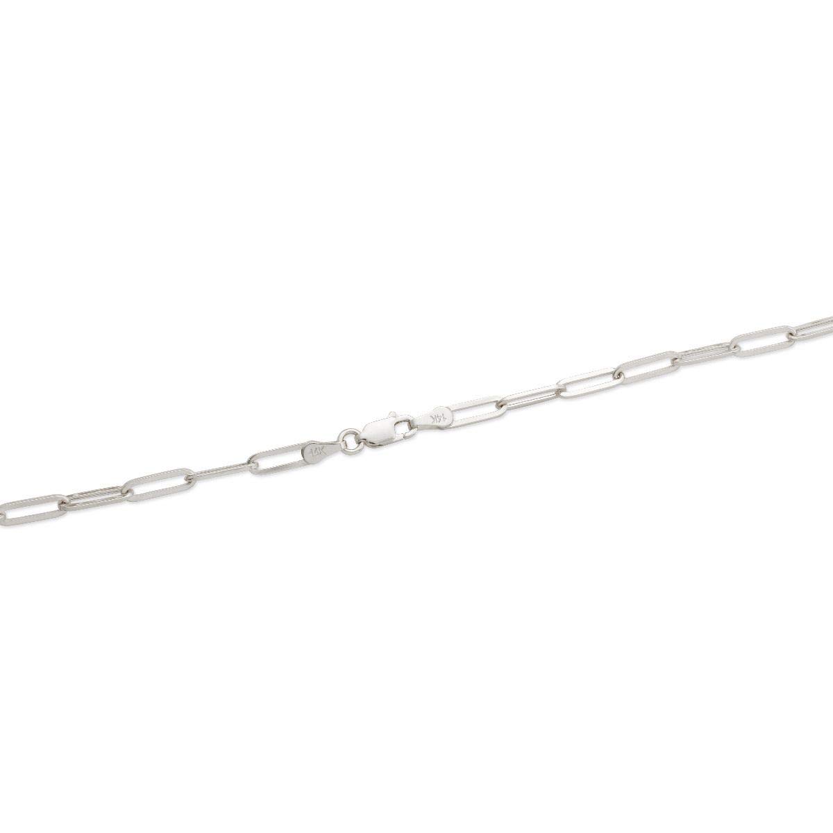 LoveBling 14k White Gold 4mm Paper Clip Link Necklace (16")