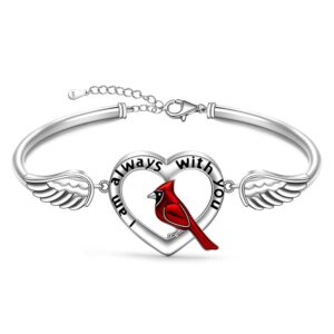 cardinal bracelet for women sterling silver memorial red cardinal bracelets bangle angel wings sympathy remembrance cardinal jewelry charms mothers day gifts