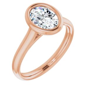 10K Solid Rose Gold Handmade Engagement Ring 1 CT Oval Cut Moissanite Diamond Solitaire Wedding/Bridal Ring for Women/Her Diamond Rings Set (9)