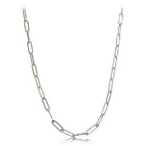 lovebling 14k white gold 4mm paper clip link necklace (16")