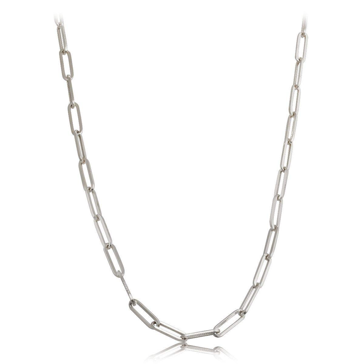 LoveBling 14k White Gold 4mm Paper Clip Link Necklace (16")